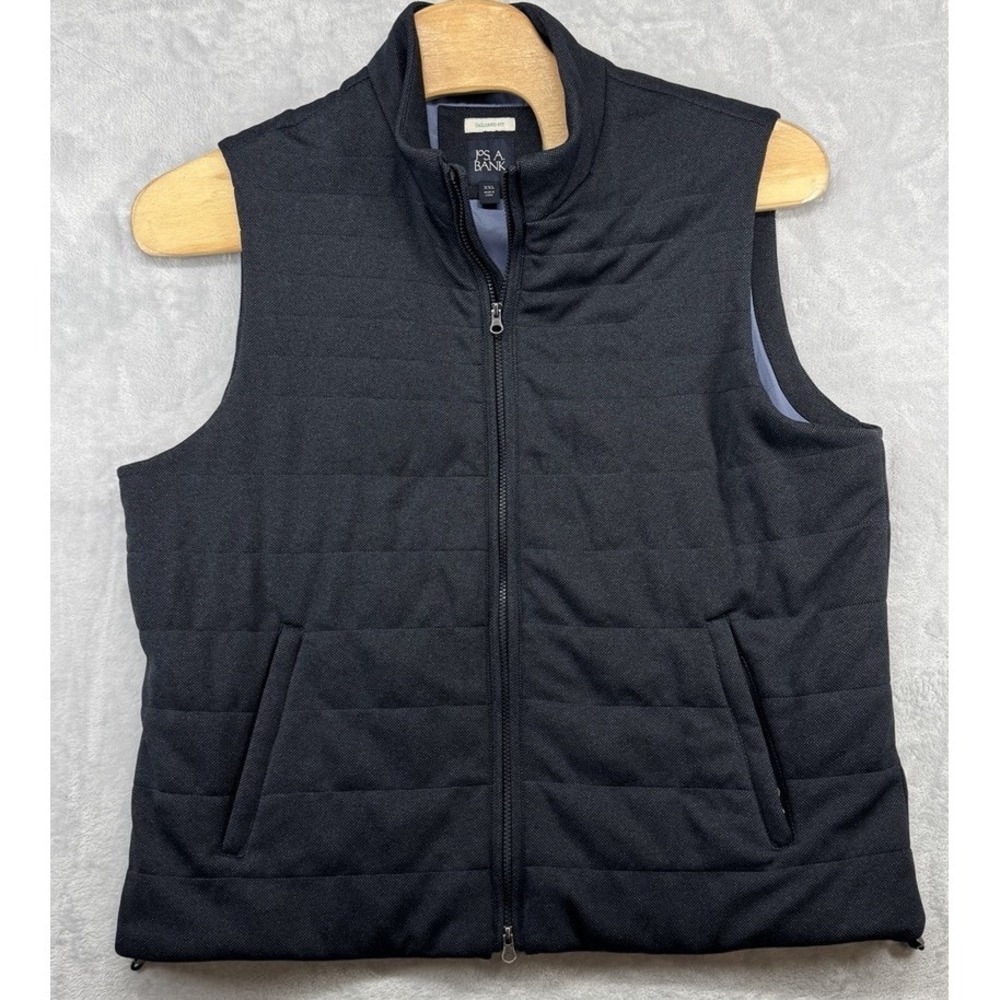 Jos A Bank Quilted Vest Lined Blue Tailored Fit Biz‎ Casual Men's Size 2XL